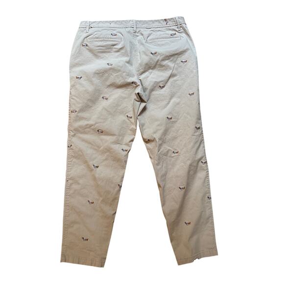 Talbots beige Weekend Chino dachshund embroidered pants SIZE 14 - Picture 6 of 6